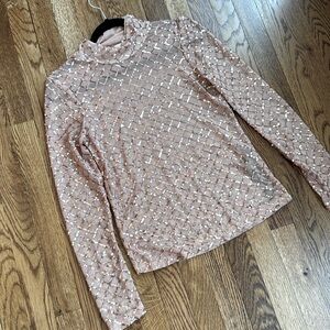 Sequin Rose Gold Top in XS
